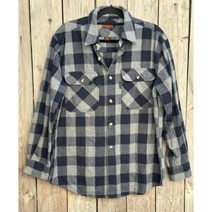 Five Brothers Shirt Heavy Cotton Flannel Button Up Navy Gray Mens Large